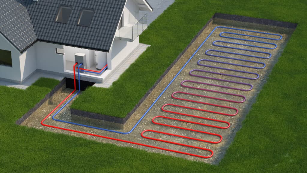 Graphic showing underground geothermal system